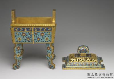 图片[2]-Copper four-legged ding-shaped incense burner in cloisonne enamels, Qing dynasty (1644-1911)-China Archive